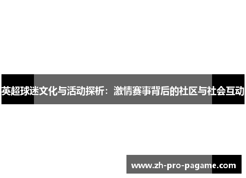 英超球迷文化与活动探析：激情赛事背后的社区与社会互动